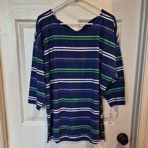NWT Talbots Blue With White & Green Stripes. Size 2X